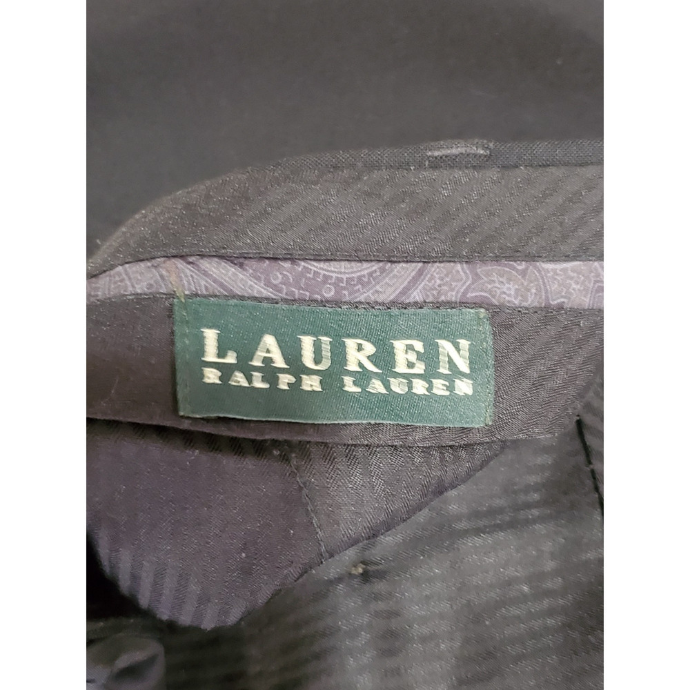 Lauren Ralph Lauren Men’s Dress Pants 38x32 Black Wool Blend Flat Front - Picture 2 of 11